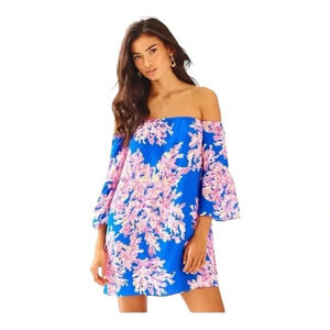 Lilly Pulitzer Sanilla Silk Dress Off the Shoulder - Size XS